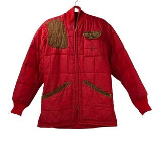 Vintage Bob Allen Men's Small Red and Brown Quilted Shooting Jacket Full Zip